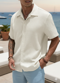 Men's Premium Textured Resort Shirt - Breathable Summer Button-Down